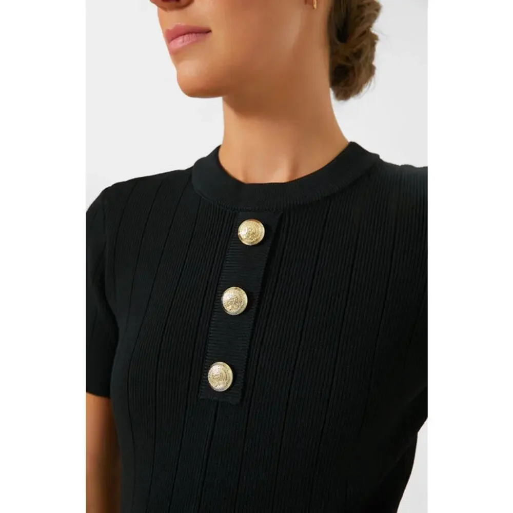 NWOT TUCKERNUCK HYACINTH HOUSE Black Knit Barbara Mini Dress Sz M - Picture 5 of 10